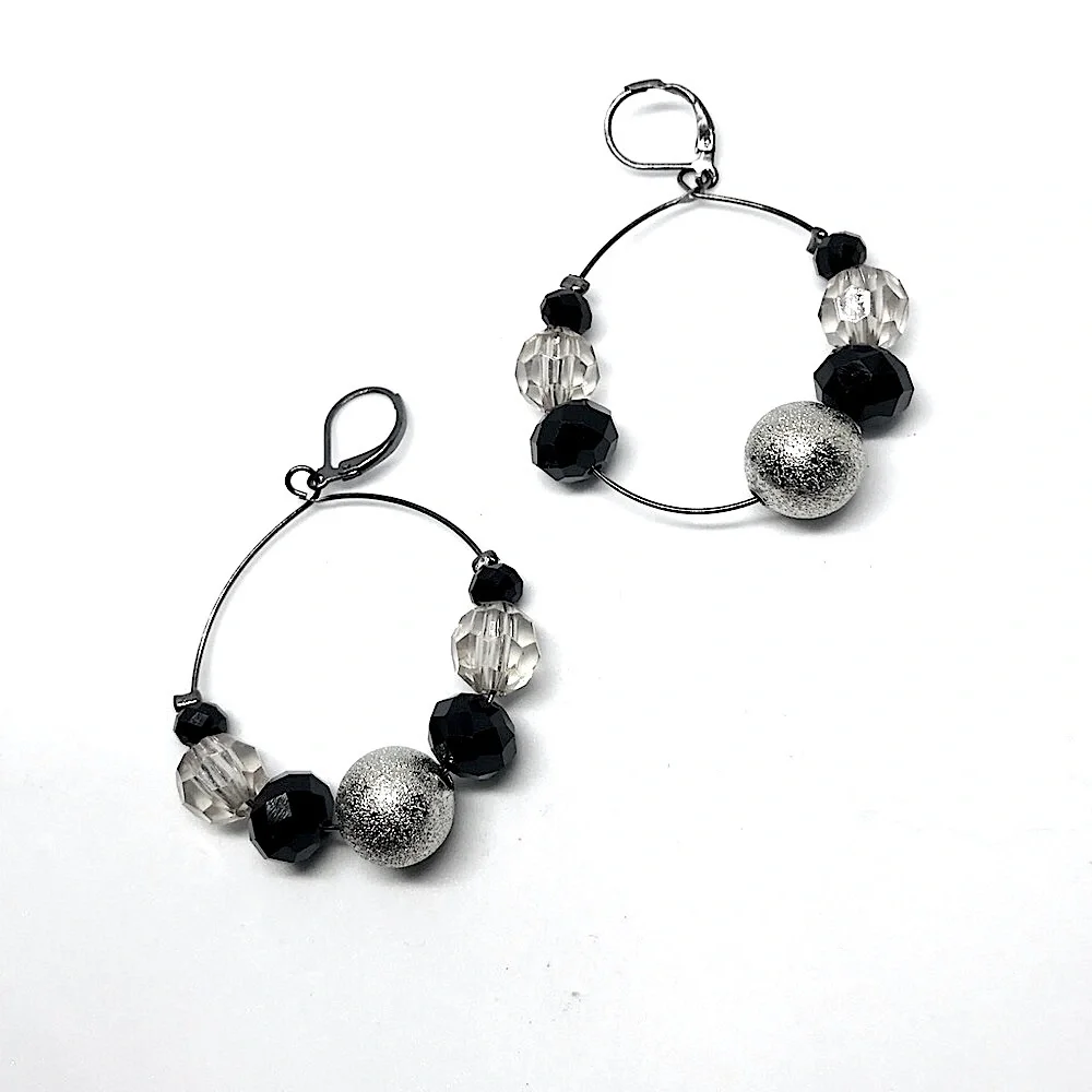 Vintage beaded hoop earrings new not worn from 00s y2k trendy influencer